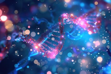 Poster - a blue and pink image of a double helix, Abstract representations of encrypted data