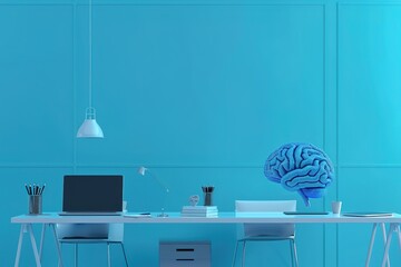 Wall Mural - Digital Brain Network: Human Intelligence Linked to Technology