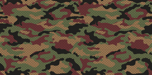 Poster - Khaki camouflage pattern for clothing design.  Camouflage texture seamless pattern with grid. Trendy camouflage military pattern.