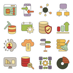 Wall Mural - Pack of Big Data and Finance Flat Icon
