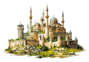 Wall Mural - PNG Ottoman painting of castle architecture building spirituality.