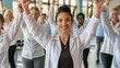 © CYBERUSS - Diverse Healthcare Professionals Participating in Wellness Program at Hospital Gym