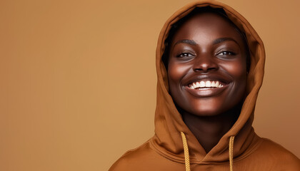 Poster - A woman with a hoodie on is smiling