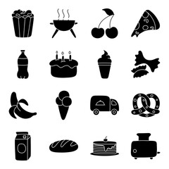 Wall Mural - Set of Meal Solid Icons 

