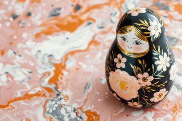 Modern Abstract Vinyl Wooden Matryoshka Dolls With Copy Space