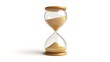 © horizon - An hourglass with sand flowing down, symbolizing the passage of time on white background.