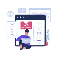 Wall Mural - Webassembly illustration concept. Illustration for websites, landing pages, mobile applications, posters and banners. Trendy flat vector illustration