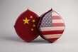 © STF Design  - USA and China flag pint screen on balls for tariff trade war and military war between both countries conflict by 3d render. generative ai