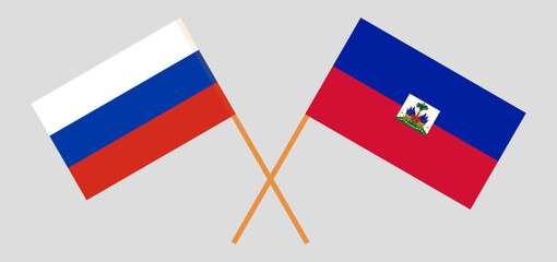 Wall Mural - Crossed flags of Russia and Haiti. Official colors. Correct proportion