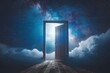 © Yuliia - Open door emitting light possibilities growth achievements concept motivation learning skills knowledge heaven doors exit abstract simple background new ways entering leaving space imagination