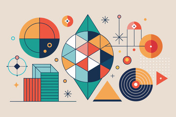 Fototapete - a colorful graphic with geometric shapes and lines, Simplify your designs with minimalist geometric shapes
