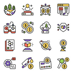 Sticker - Set of Virtual Reality Flat Icons 

