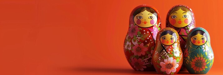 Modern Abstract Vinyl Wooden Russian Matryoshka Doll Design Decor