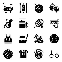 Canvas Print - Set of Sports Tools Solid Icons 

