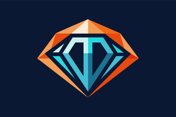Aufkleber - a diamond logo with a blue background, geometric logo with a diamond shape cleverly forming the letter D