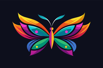 Aufkleber - a colorful butterfly logo, A vibrant explosion of colors representing a majestic abstract butterfly logo