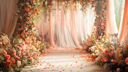 Wall Mural - Bright wedding backdrop, beautiful background for wedding