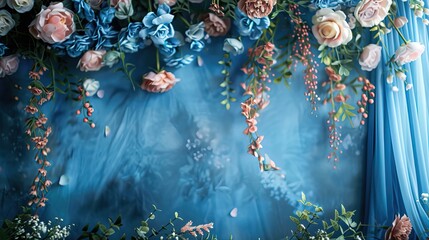 Wall Mural - Blue wedding backdrop, beautiful background for wedding