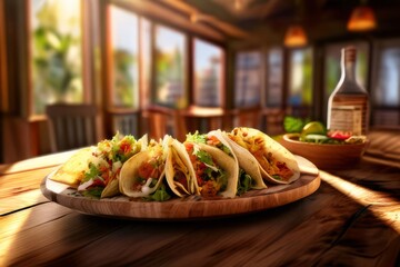 Wall Mural - Rustic elegance meets flavorful delight with chicken avocado tacos.