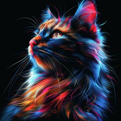 Wall Mural - digitally artistic cat design graphic