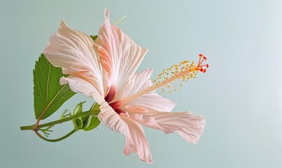 Closeup portrait of hibiscus flower on light background