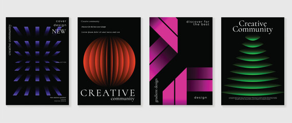 Wall Mural - abstract gradient poster background vector set. minimalist style cover template with vibrant perspec