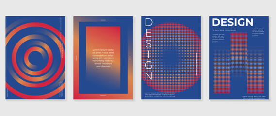 Wall Mural - abstract gradient poster background vector set. minimalist style cover template with vibrant perspec