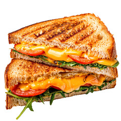 Wall Mural - Homemade cut grilled cheese sandwich, isolated on transparent background