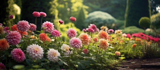 Leinwandbilder - Beautiful flowers in a natural garden setting with a copy space image.