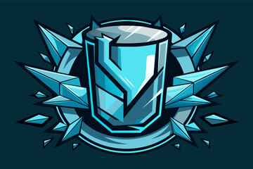 Leinwandbilder - a blue glass with a shattered design on it, Glass logo with a shattered look