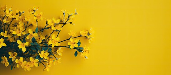 Leinwandbilder - Yellow small flowers with copy space image.
