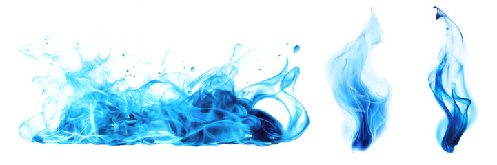 Wall Mural - Blue flames png cut out element set