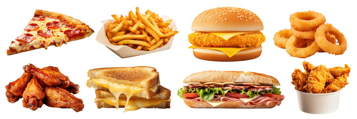 Wall Mural - Fast food png element set on transparent background