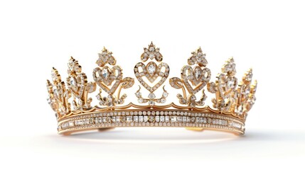 Wall Mural - golden queen crown on white background in high resolution and quality