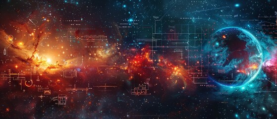 Wall Mural - Space themed educational background