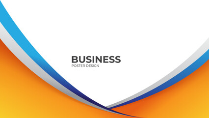 Wall Mural - orange yellow and blue wavy shapes background. great for business poster, corporate banner, presenta