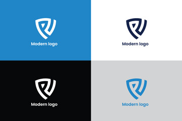 Sticker - letter r logo, letter pr company logo, elephant icon, logomark, letter r and shield icon