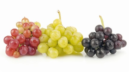 Wall Mural - Ripe table grapes bunch on white background separated