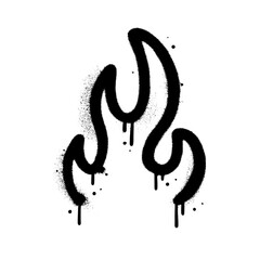 Wall Mural - Vintage isolated Spray Painted Graffiti Fire flame icon. Urban graffiti Fire flame icon with over spray in black over. Sprayed hand drawn vector illustration.