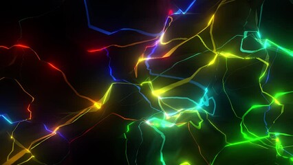 Wall Mural - digital futuristic tunnel or travel through time and space at high speed by moving bright neon lines
