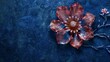 © LKT - A majestic gemstone flower against a regal royal blue background, symbolizing strength, power, and nobility. The rich, deep tones of the backdrop complement the flower's majestic presence, creating a