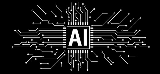 artificial intelligence ai pictogram. technology related to artificial intelligence, computers and s