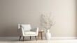 © Mahmud Creative - A white chair next to a vase of dried flowers and background