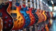 © arzaq - A row of different electric guitars hanging in the music store