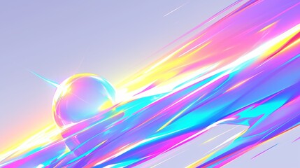 Wall Mural - Futuristic Neon Abstract Light Streaks with Sphere