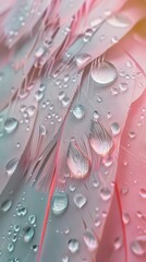 Canvas Print - A close up of water droplets on a feather