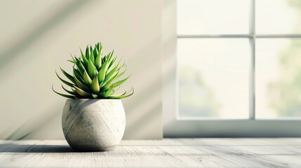 Sticker - Green Plant in Small Pot as Room Decor