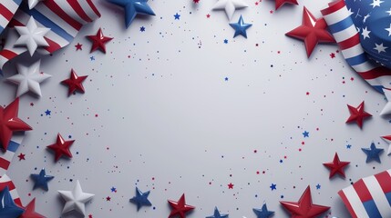 Wall Mural - Realistic composition of patriotic decorations with empty space for a message