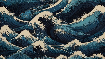 japanese landscape background with traditional sumi-e painting style, copy space, wallpaper made wit