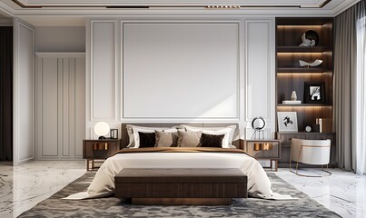 Wall Mural - Luxury white master bedroom interior 